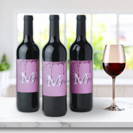 グリッタースパークルバラガーリー赤面ピンク名 ワインラベル