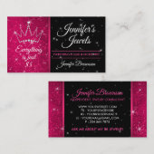 グリッタースパークルピンククラウンジュエリーアクセサリー 名刺 (正面/裏面)