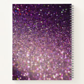 グリッタースパークルモノグラムのスクリプト名パープルレシピ ノートブック (裏面)