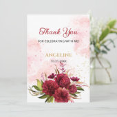 グリッタースプラッシュブルガンディダリアバラ誕生日 サンキューカード (スタンド正面)