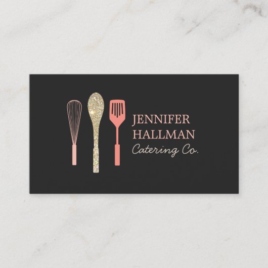 グリッタースプーンウィスクヘラのロゴダークグレー 名刺 (正面)