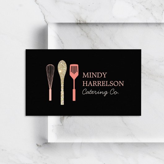 グリッタースプーンウィスクヘラベーカリーケータリングブラック 名刺