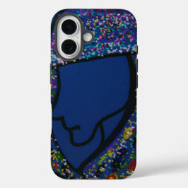 グリッタースポットプリントの髪の女の子 iPhone 16ケース