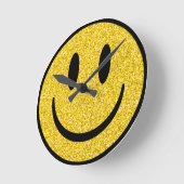 グリッタースマイル顔 ラウンド壁時計 (傾斜)
