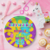 グリッタースライムカラフルバースデーパーティー ペーパープレート (パーティー)