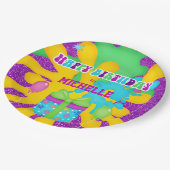 グリッタースライムカラフルバースデーパーティー ペーパープレート (アングル)