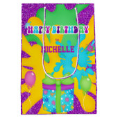 グリッタースライムカラフル誕生日包装紙 ミディアムペーパーバッグ (裏面)