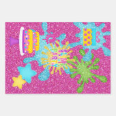 グリッタースライムカラフル誕生日包装紙 ラッピングペーパーシート (正面3)