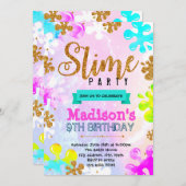 グリッタースライム誕生日の招待 招待状 (正面/裏面)