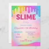 グリッタースライム誕生日招待状 招待状 (正面/裏面)