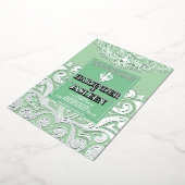 グリッターセージシルバー金ゴールドシーク・アナンド結婚・カラジ 箔招待状 (回転した状態)