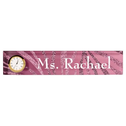 グリッターゼブラストライプデスク名プレート デスクネームプレート (正面)