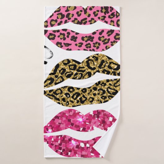 グリッタータイポグラフィプリント（唇パターン） バスタオル (バスタオル)