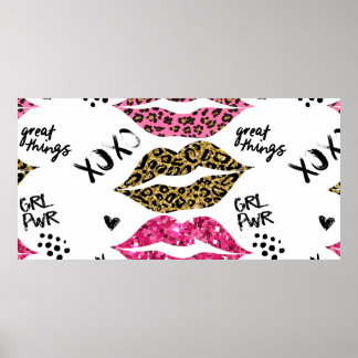 グリッタータイポグラフィプリント（唇パターン） ポスター