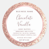 グリッタータイポグラフィ円箔バラ金ゴールド枠 ラウンドシール (正面)