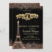 グリッタータワー コンフェッティ バルーン 40歳の誕生日 招待状 (正面/裏面)