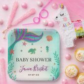 グリッターターコイズマーメイドベビーシャワー ペーパープレート (パーティー)