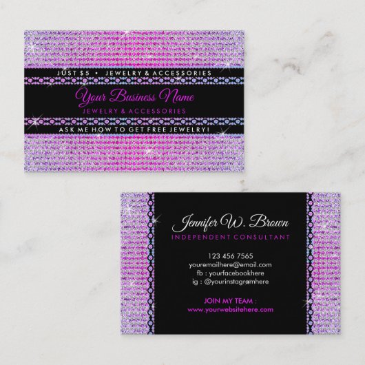 グリッターダイヤモンドガーリージュエリー 名刺 (正面/裏面)