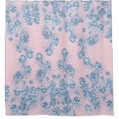 グリッターダスティブルーフローラピエレガントンク シャワーカーテン (正面)