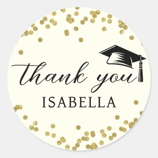 グリッターダスト紙吹雪卒業サンキュークラシック ラウンドシール (正面)