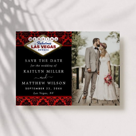 グリッターダマスクラスベガスウェディングザデイトを保存 セーブザデート