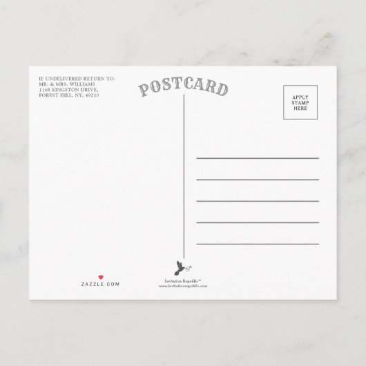 グリッターダマスクラスベガスウェディングザデイトを保存 案内ポストカード (裏面)