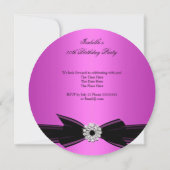 グリッターティアラホットピンクダイヤモンドボウ誕生日2 招待状 (裏面)