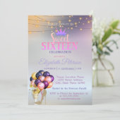 グリッターティアラ、コクテール、シルバースウィート16パーティー 招待状 (スタンド正面)