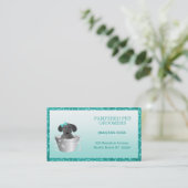 グリッターティール（緑がかった色）グリーンモダンペットトリマー 名刺 (スタンド正面)