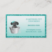 グリッターティール（緑がかった色）グリーンモダンペットトリマー 名刺 (正面)