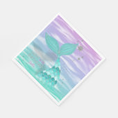 グリッターティール（緑がかった色）マーメイドハッピーバースデー名&任意の年齢 スタンダードランチョンナプキン (角)