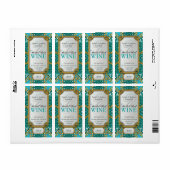 グリッターティール(緑がかった色)金ゴールドカスタムワインボトルラベル ラベル (フルシート)