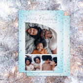 グリッターテーパーフェイクトップ3写真メリークリスマス 箔シーズンカード