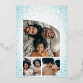 グリッターテーパーフェイクトップ3写真メリークリスマス 箔シーズンカード (正面)