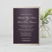 グリッタートゥーペベージュパープルモダンシック結婚ズ 招待状 (スタンド正面)