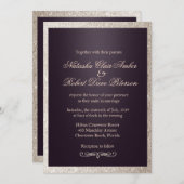 グリッタートゥーペベージュパープルモダンシック結婚ズ 招待状 (正面/裏面)