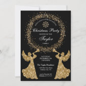 グリッタートランプティンエンジェルクリスマス企業のパーティー 招待状 (正面)