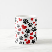グリッタードッグポープリントと赤いハート コーヒーマグカップ (中央)