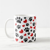 グリッタードッグポープリントと赤いハート コーヒーマグカップ (左)