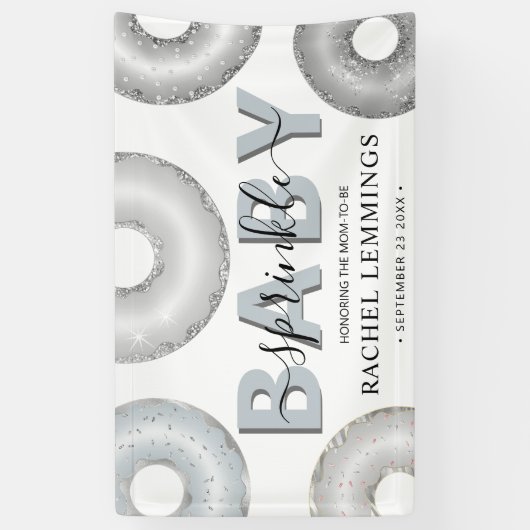 グリッタードナットスプリンクルボーイベビースシャワー 横断幕 (縦)