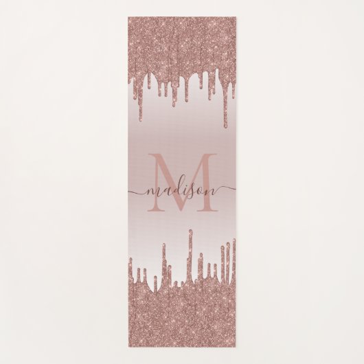 グリッタードライエレガントプバラ金ゴールドモノグラムスクリプト ヨガマット (正面)