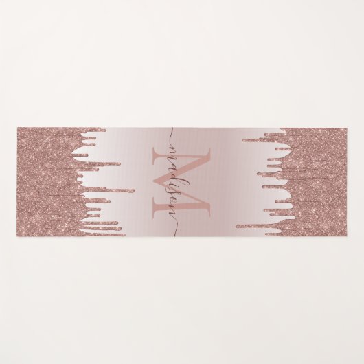 グリッタードライエレガントプバラ金ゴールドモノグラムスクリプト ヨガマット (正面(横))