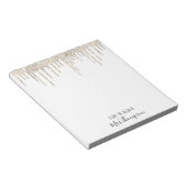 グリッタードリッピング金ゴールドホワイトネームScript Glam ノートパッド (アングル)