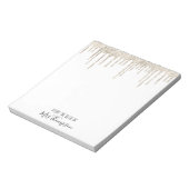 グリッタードリッピング金ゴールドホワイトネームScript Glam ノートパッド (回転)