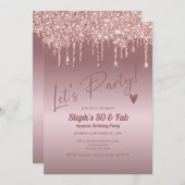 グリッタードリップアダルト誕生日招待状 招待状 (正面/裏面)
