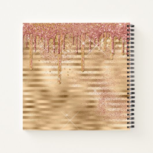 グリッタードリップガーリーバラ金ゴールドスパークルスクリプト名 ノートブック (裏面)