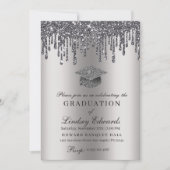 グリッタードリップシルバー卒業 招待状 (正面)