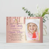 グリッタードリップスエレガントト写真ファーストコミュニオン 招待状 (スタンド正面)