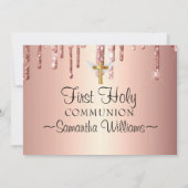グリッタードリップスエレガントト写真ファーストコミュニオン 招待状 (裏面)