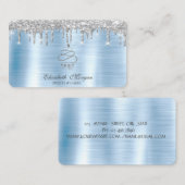 グリッタードリップスシルバーカップケーキベーカリーブルーメタリック 名刺 (正面/裏面)